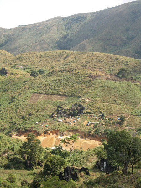View over the Ipanko spinel mines near Mahenge, Tanzania and the exact location where the giant spinel crystals were found in August 2007.